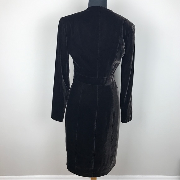 VINTAGE GIORGIO ARMANI brown velvet dress 6 - Picture 5 of 8